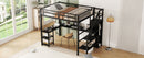 Metal Full Loft Bed with Wardrobe and LED Light, Full Size Loft Bed with L Shaped Desk and USB for Kids Teens Adults, Black (Expect arrival date 2024/5/19)