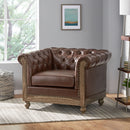 Luminex - Tufted Upholstered Club Chair With Nailhead Accents And Scrolled Tuxedo Arms
