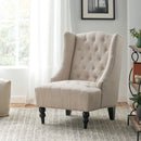 Contemporary Hi Back Club Chair With Wingback Design - Light Beige
