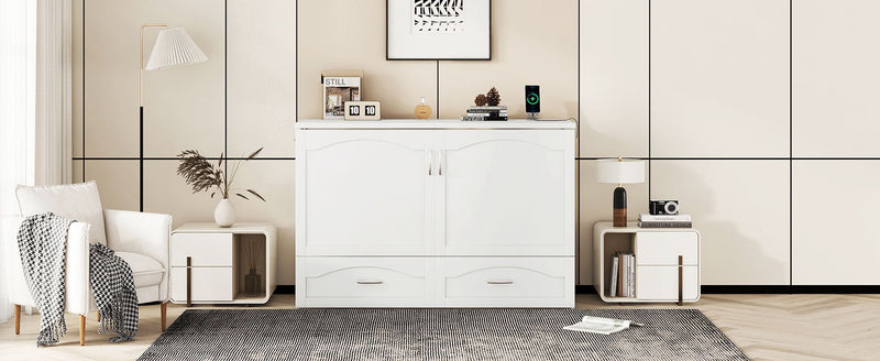 Murphy Bed With Drawer And A Set Of Sockets & USB Ports, Pulley Structure Design