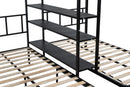 Metal Full over Twin Beds with Shelves/ Sturdy Metal Frame/ Noise-Free Wood Slats/ Comfortable Textilene Guardrail/ Bunk Bed for Three/ Built-in 3-Tier Shelves/ No Box Spring Needed