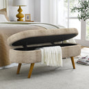 Modern Ottoman Oval Storage Bench With Rubber Wood Legs