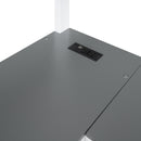 Twin Size Loft Bed with L-shaped Desk,Tree Shape Bookcase and Charging Station, White+Gray