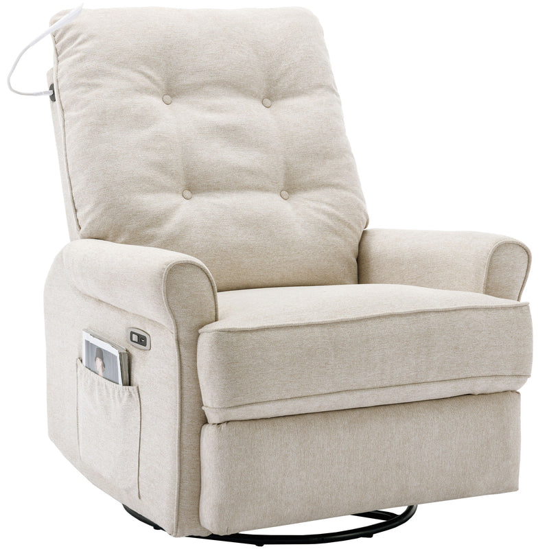 Reclining Chair 270 Degree Swivel Recliner Chairs With USB Port, Side Pocket And Touch Sensitive Lamp For Living Room, Bedroom