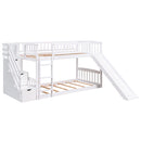 Twin Over Twin Stairway Bunk Bed With Two Drawers And Slide