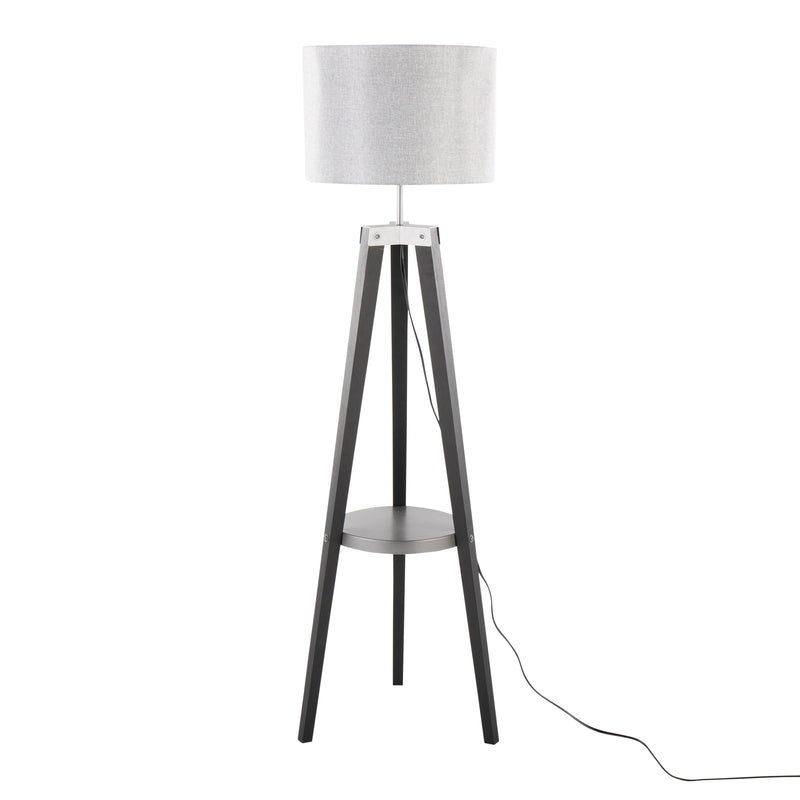 Compass - Mid Century Modern Floor Lamp With Shelf