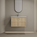 Wall Mounted Bathroom Vanity With Ceramic Sink And 2 Soft Closing Doors
