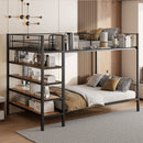 Bunk Bed With 5 Tier Shelves
