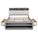 Platform Bed With Storage Headboard, Shoe Rack And 4 Drawers