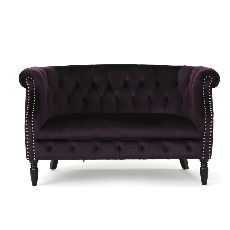Antique Chesterfield Style Loveseat With Button Tufting