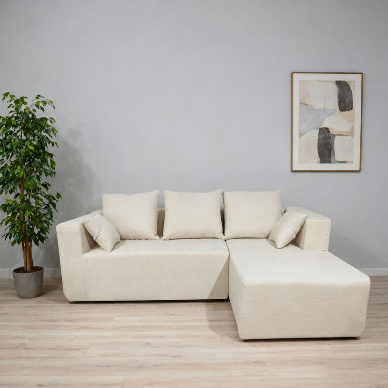 Modular Corner Sofa With Soft Linen Fabric