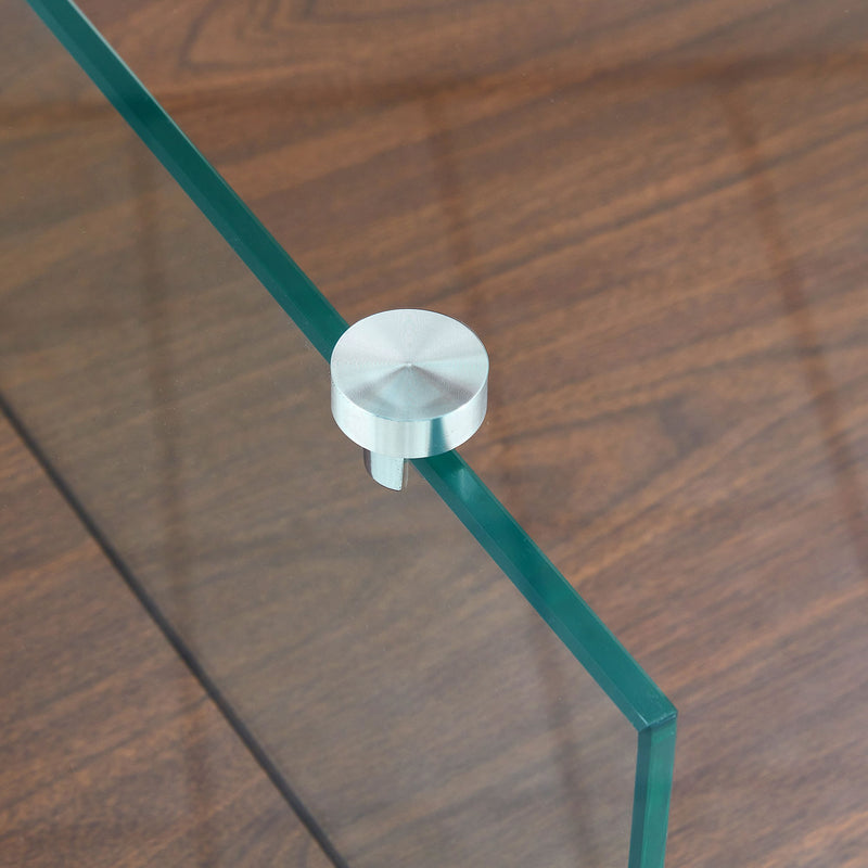 Modern 2 Tier Square Coffee Table, Elegant Marble Pattern