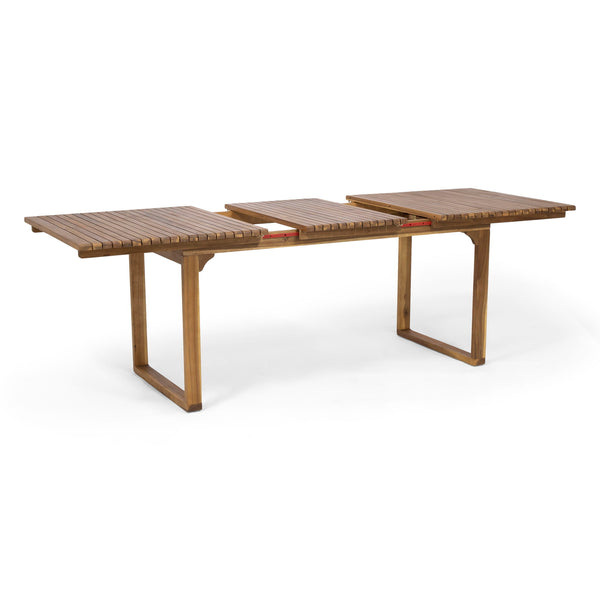 Outdoor Expandable Acacia Wood Dining Table With U Shaped Leg