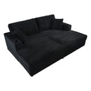 Oversized Loveseat Chaise With 2 USB Ports, 2 Cup Holders And 2 Throw Pillows