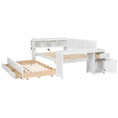 Daybed With Storage Shelves, Drawers, Trundle, Charging Station, LED Light, Desk And Cabinet