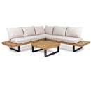 Sebastian - Hand Crafted 4 Piece Sofa Set With Water Resistant Cushions - Beige / Teak