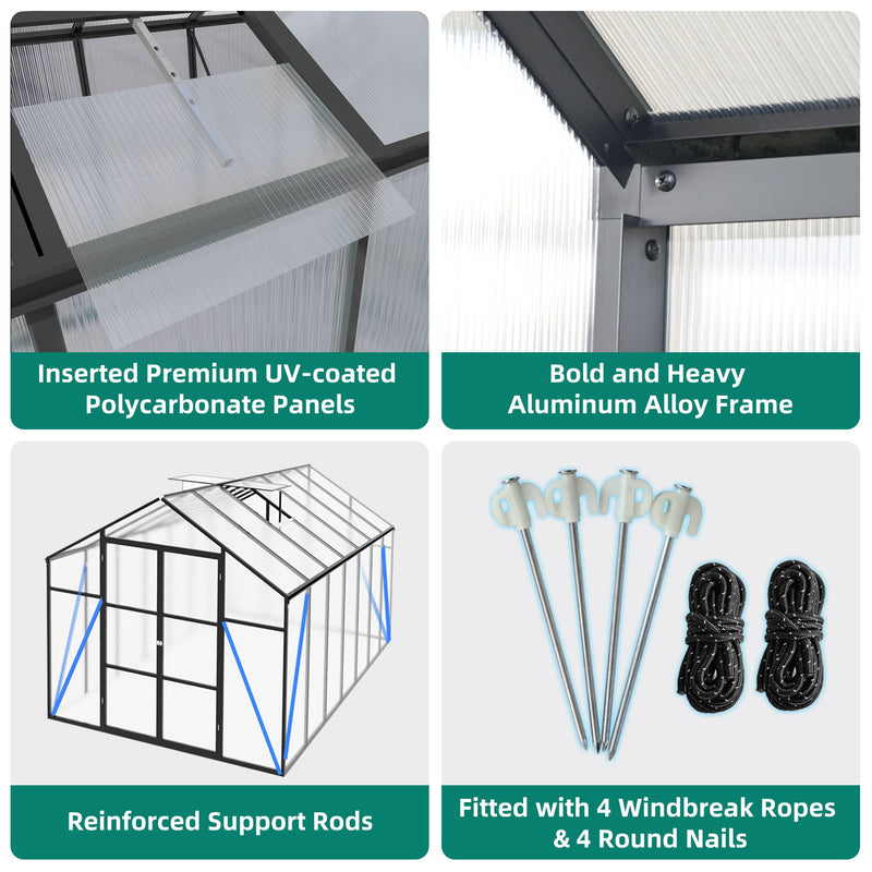 Gain Height Windproof Greenhouse All Season Outdoor Garden Shelter