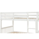 Twin Over Twin Bunk Beds with Trundle, Solid Wood Trundle Bed Frame with Safety Rail and Ladder, Kids/Teens Bedroom, Guest Room Furniture, Can Be converted into 2 Beds, White (Old Sku:W504S00028)