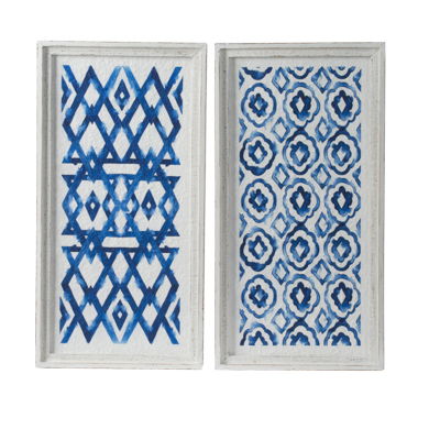 Hanging Sculptures, Modern Wall Art Decor (Set of 2) - Blue / White