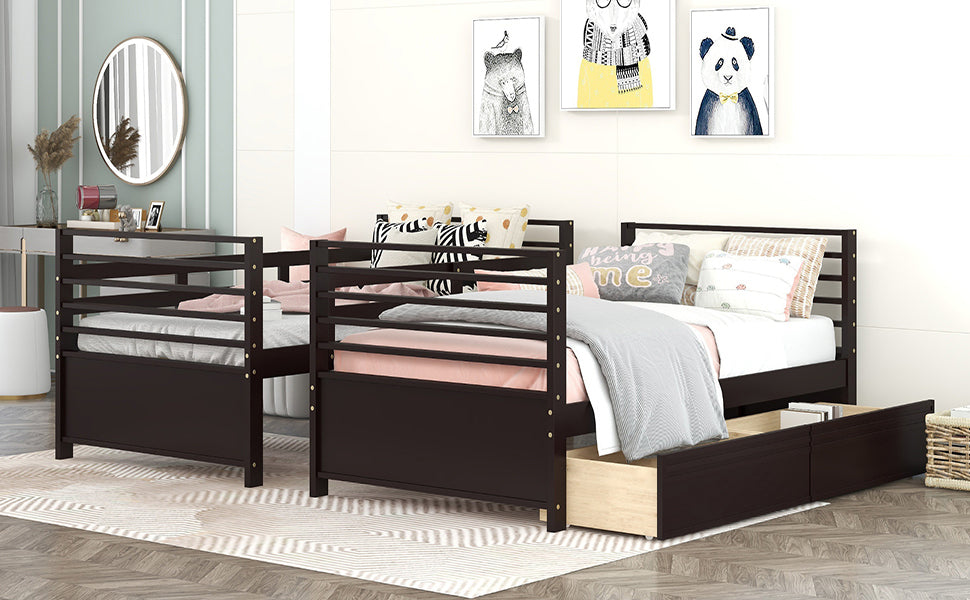 Twin over Twin Wood Bunk Bed with Two Drawers - Espresso - Atlantic Fine Furniture Melbourne FL