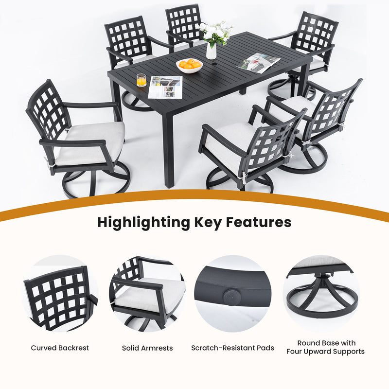 Modern Classic Outdoor Patio Dining Set, Rectangular Table & Dining Chairs, Rust Free, Weather Resistant