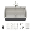 Drop-In Kitchen Sink With Pull-Out Faucet And Soap Dispenser