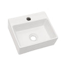 Ceramic Rectangle Wall Mount Bathroom Sink With Single Faucet Hole