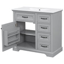 36" Bathroom Vanity With Sink, 2 Tip Out Drawers, Soft Close Hinges