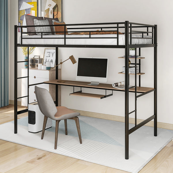 Loft Bed with Desk and Shelf , Space Saving Design,Twin(OLD SKU:MF193081AAB)