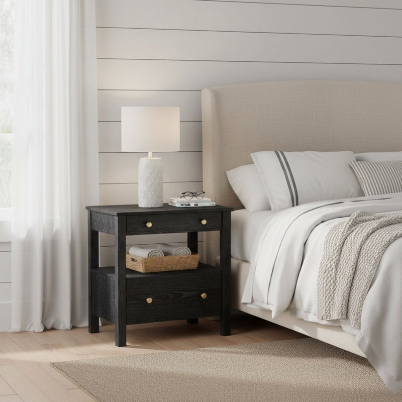 Danielle - 2 Drawer Nightstand With Knobs - Black