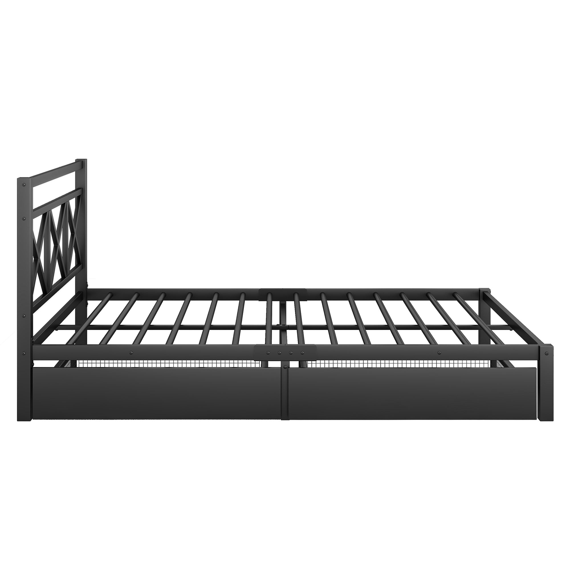 Metal Platform Bed with 2 Drawers, Queen (Black) - Atlantic Fine Furniture Melbourne FL
