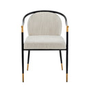 Modern Upholstered Dining Chair With Sleek And Design Fabric And Metal (Set of 2) - Beige / Black