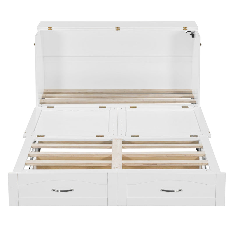 Murphy Bed With Drawer And A Set Of Sockets & USB Ports, Pulley Structure Design