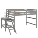 Full Loft Bed with Platform,ladder,Grey