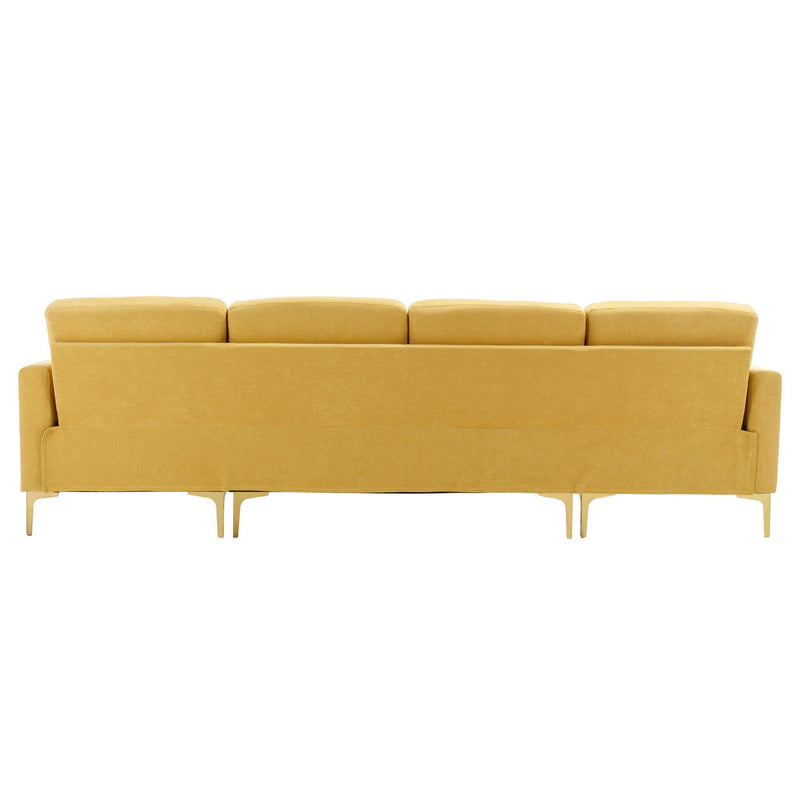 L-Shape Convertible Sectional Sofa Couch With Movable Ottoman For Living Room