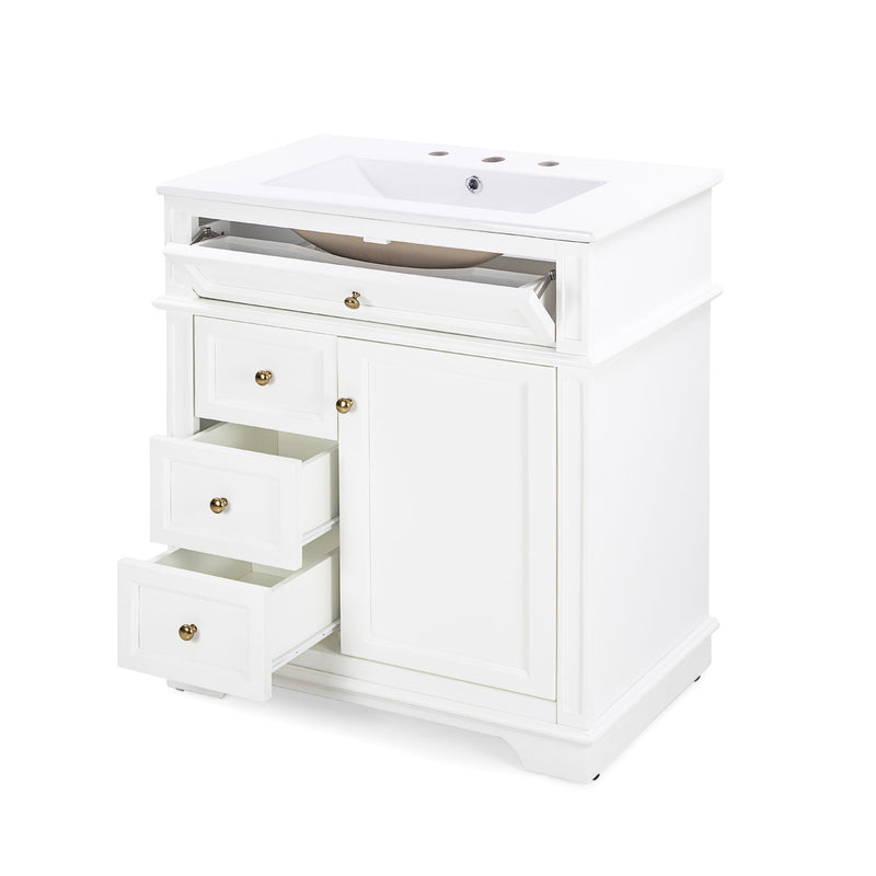 Freestanding Bathroom Vanity With Sink, Soft Closing Door, Tip Out Drawer