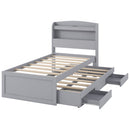 Platform Bed With LED Headboard, Charging Station, Trundle And 2 Drawers