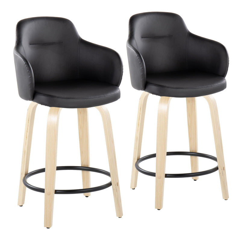 Boyne - Contemporary Fixed Height Counter Stool With Swivel (Set of 2) Round Footrest