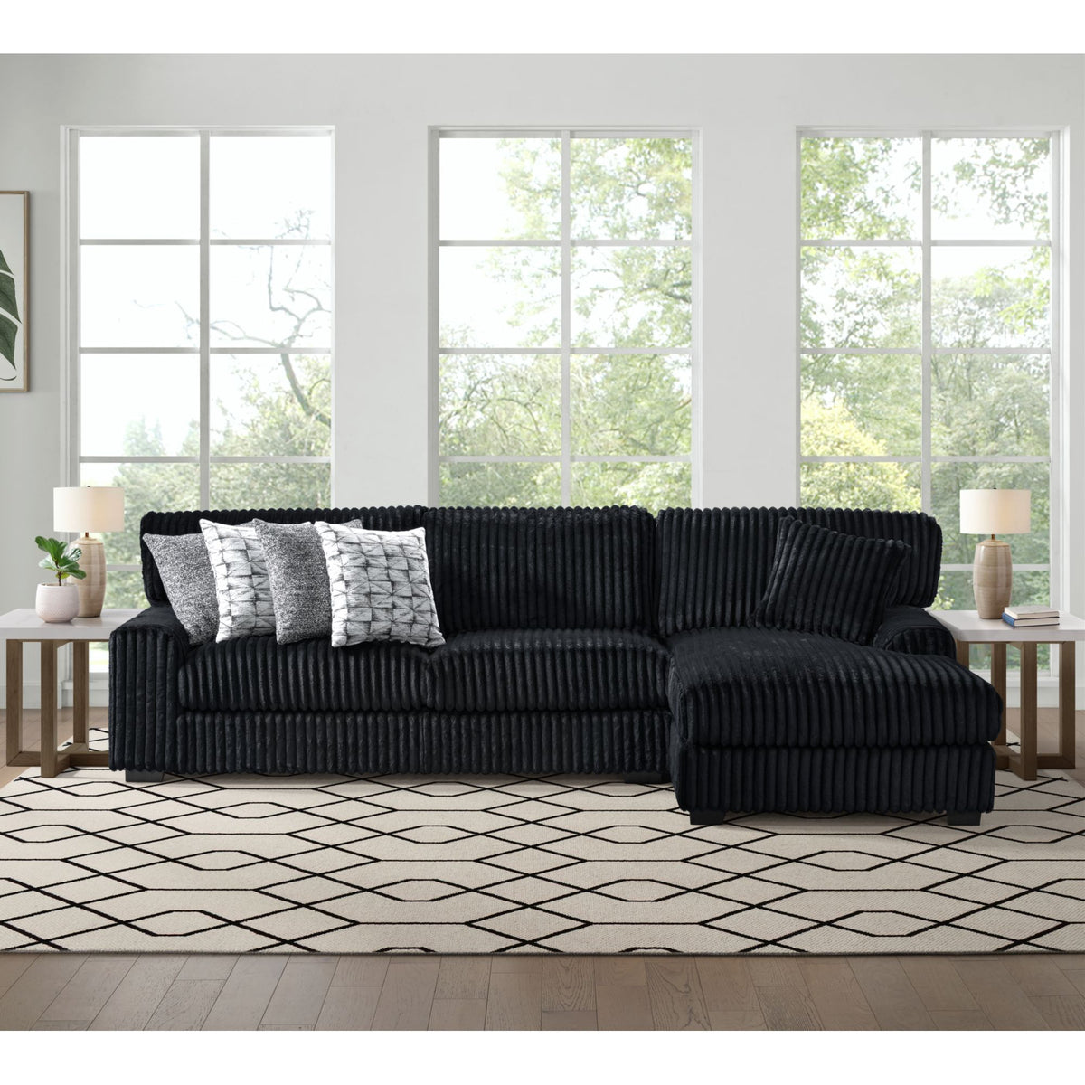 Nightfall Sectional Set With 1 Pillow in Black by Elements International, view 14