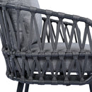 4 Piece Outdoor Patio Furniture Set, Metal Chairs With Woven Rope U Shaped Backrest