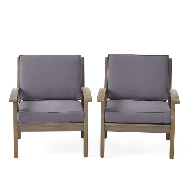 Peyton Club Chair Outdoor Seating Dark Gray Acacia Wood 32.25 X 28.00 X 31.25"