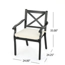 Outdoor Dining Chair Set With Water Resistant Cushions - Black / Ivory