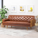 Adelaide - Mid Century Modern Tufted Sofa With Rolled Accent Pillows - Light Brown