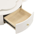 Modern Round Coffee Table (Set of 2), 360 Degree Rotatable Flower Shaped Top With 2 Drawers, Top Circle Side Table End Table With Glass For Living Room - Off White