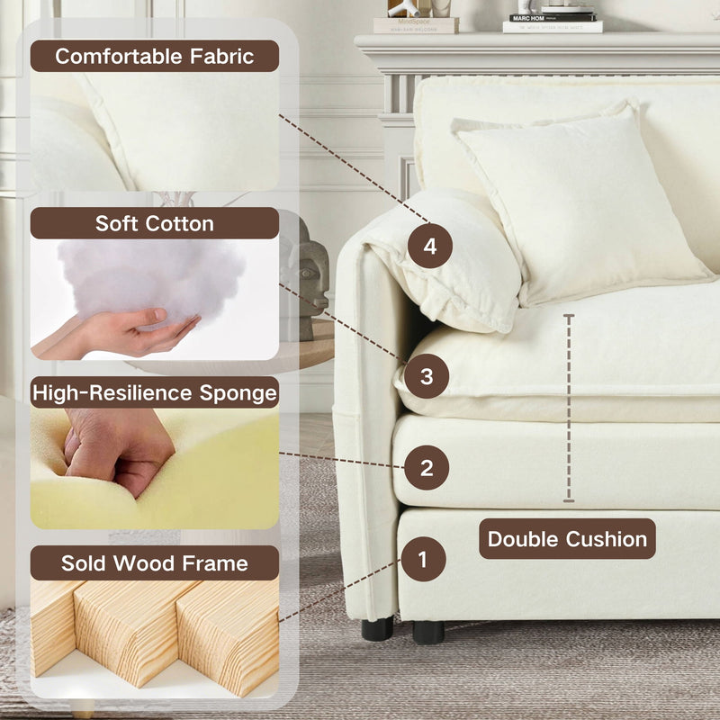 Modern Oversized Chenille Loveseat Sofa With Deep Seat And Diy Combination