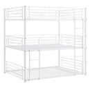 Full-Full-Full Metal  Triple Bed  with Built-in Ladder, Divided into Three Separate Beds,White(OLD SKU:LP000297AAK)
