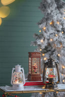 Christmas Plastic / Resin Lantern With Snowman & Tree LED / Water Spinning / 6 Hours Timer, 3*AA Batteries Required - White / Multi