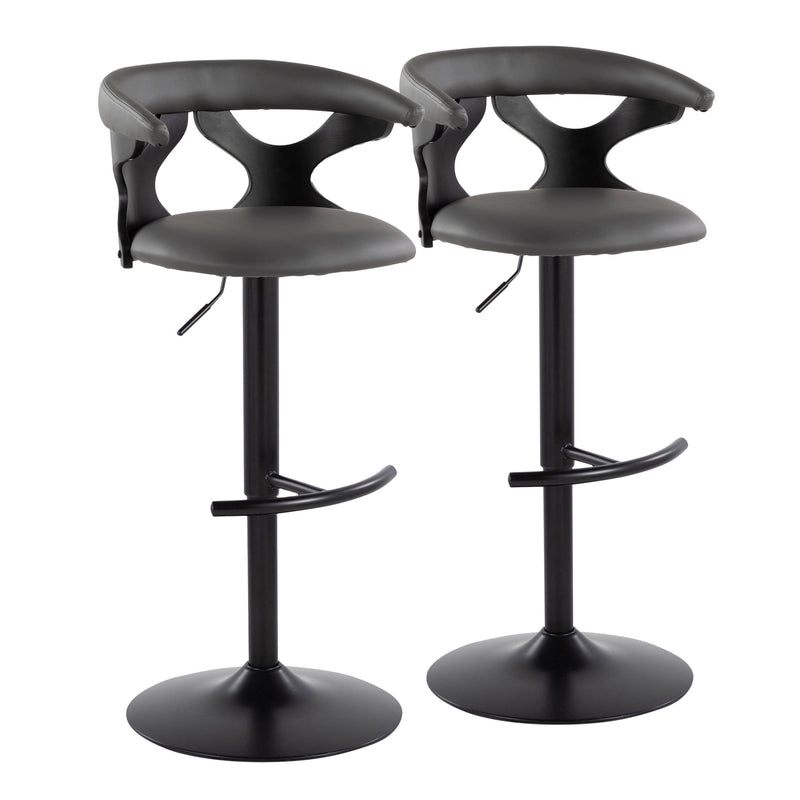 Gardenia - Contemporary Adjustable Barstool With Swivel With Rounded T Footrest (Set of 2)