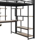 Loft Bed With Storage Staircase And Small Wardrobe, Built - In Desk And Storage Shelves