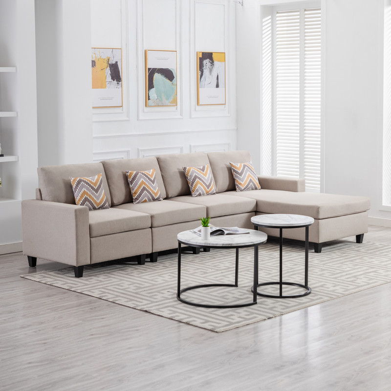 Nolan - 4 Piece Reversible Sectional Sofa Chaise With Interchangeable Legs